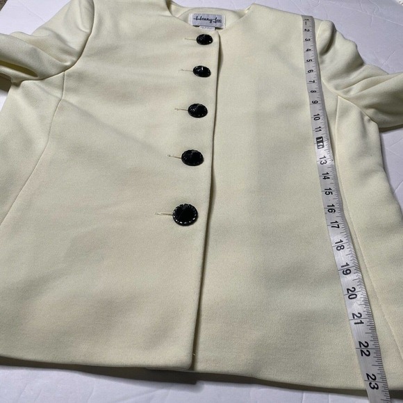 Henry Lee vtg long line structured Button Blazer Jacket Womens Sz 6 Ivory - Picture 7 of 9